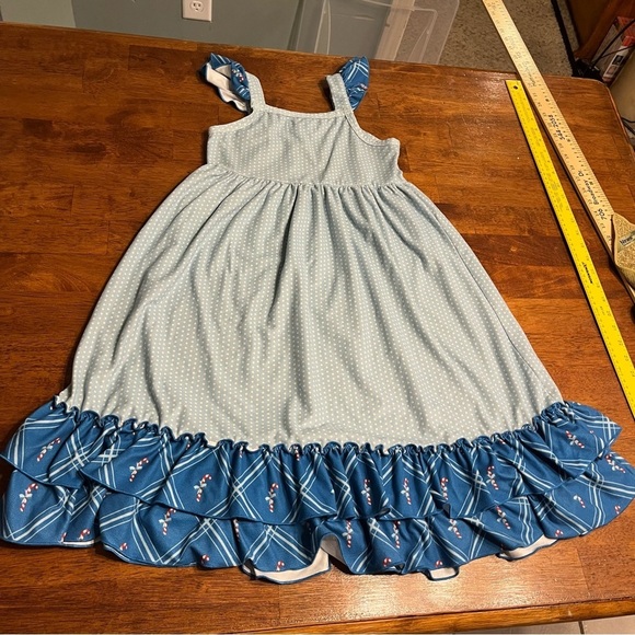 Only Little Once blue dot candy cane gown pajamas nightgown size 7 - Picture 5 of 5